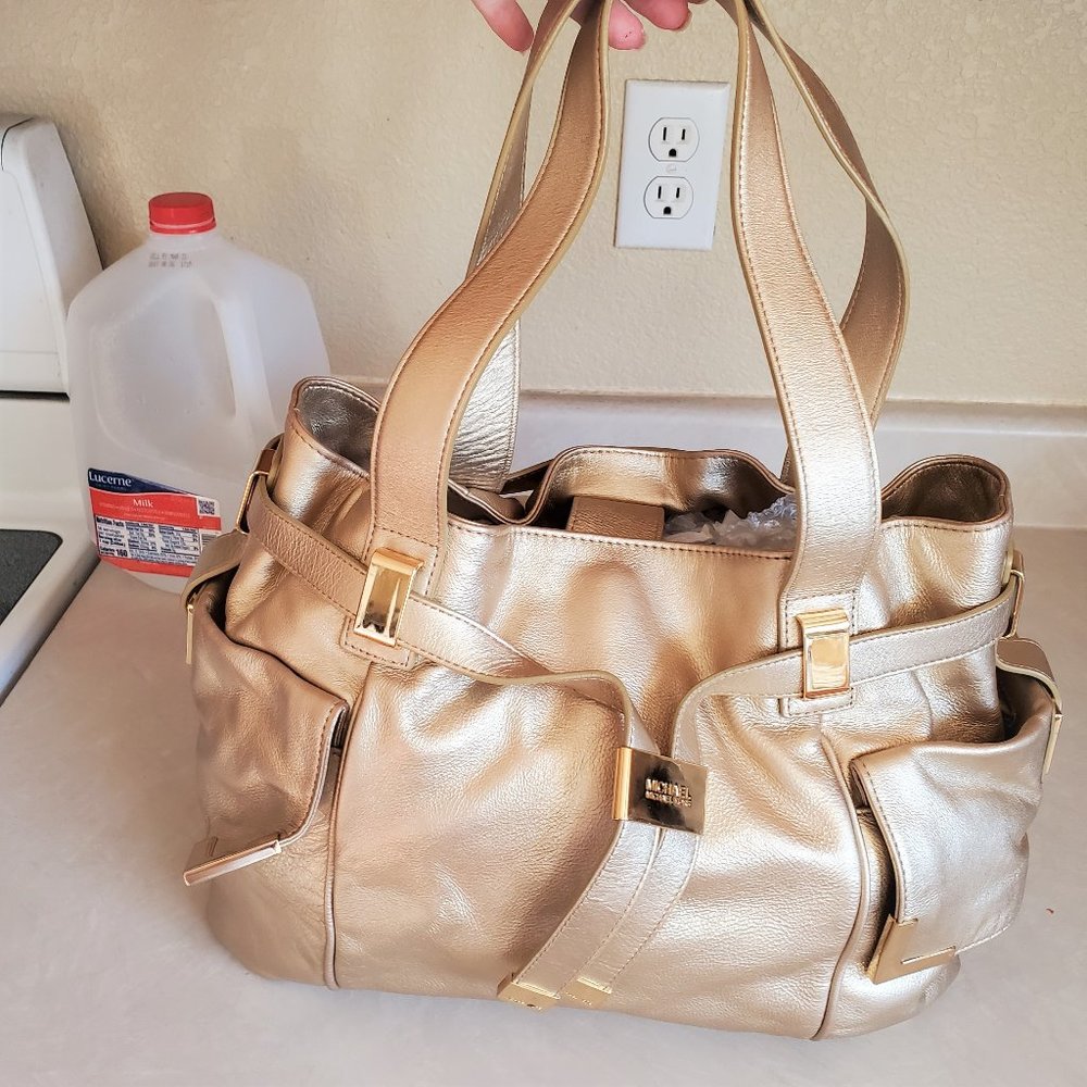 Euc Rare Michael Kors Gold Leather Shoulder Bag Purse